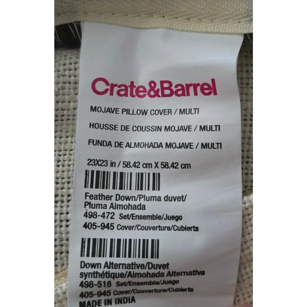 CRATE & BARREL MOJAVE 23X23 DECORATIVE PILLOWS SET OF TWO